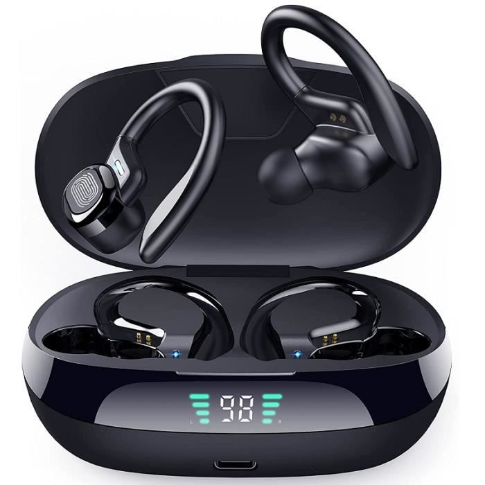 Ecouteurs sport bluetooth casque sans-fil télécommande + micro intégrés  noir Q10-BK - Conforama