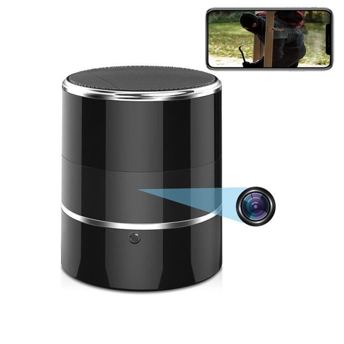 Enceinte Portable Caméra Espion 1080p 5MP Mouvement IR Enceinte WiFi Bluetooth + SD 8Go YONIS Noir