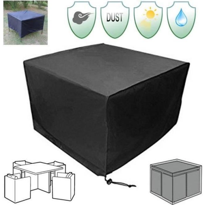 Housse de protection - TEMPSA - Table de jardin - Noir - 115x115x75cm - Protection pluie