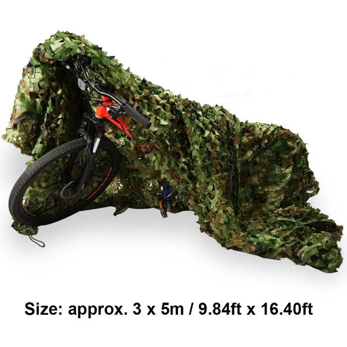 Filet Camouflage Renforcé 210D 3x5m - Protection Solaire Et Ombrage Pour Jardin, Camping, Chasse - Usage Militaire Ou Décoration