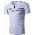 T-shirt Homme, Impression Manches Courtes Polos Casual Football Tee Shirt Mode Costume de Course Blanc-1