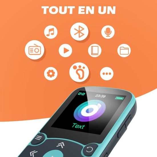 Lecteur MP3 AGPTEK 64Go Bluetooth 5.2 Avec Clip – Baladeur Sport Sans écran, Radio FM, Verrouillage