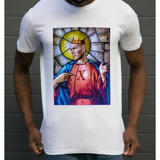 T-shirt Homme Zinedine Zidane En Coton Blanc, Manches Courtes, Taille M - Neuf Avec étiquettes