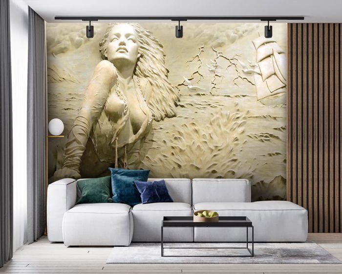 Papier Peint 3D Amovible Zoe – Feuilles Effet 3D Pour Mur, Déco Tendance Pour Femmes