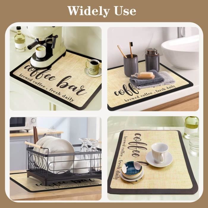 Lot De 2 Égouttoir D'Égouttoir D'Évier Super Absorbant, Tapis D'Évier De Cuisine, Tapis De