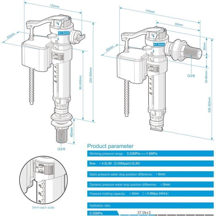 Mécanisme chasse d'eau Gael + flotteur pour réservoir WC - Iperceramica