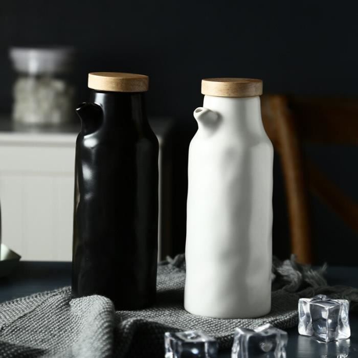 Blanc-400 ml - Pot à huile en céramique, bouteille anti fuite, vinaigre,  Sauce soja, Olive, distributeur, out - Cdiscount Maison