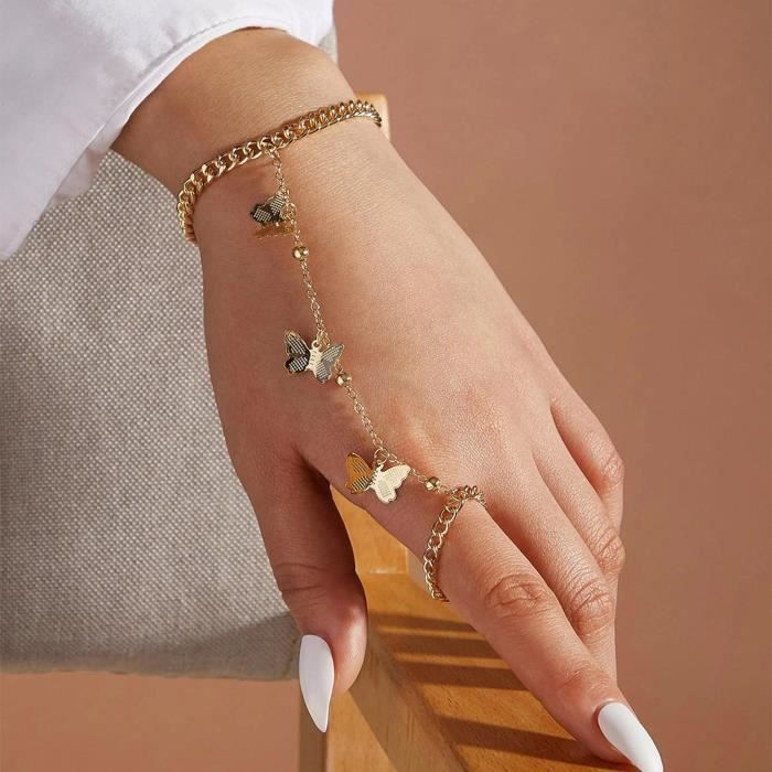 Bracelet avec Bague Cadeau Bijoux Tendance pour Fête D'anniversaire Or -  Achat / Vente bracelet - gourmette Taille : 30,5 cm Matériel : Mixte - Cd