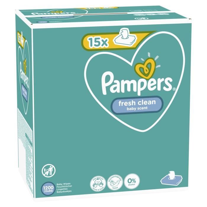 Pampers Sensitive Lingettes Bébé – 1200 Unités Sans Parfum Ni Alcool, Douces Pour Peau Sensible
