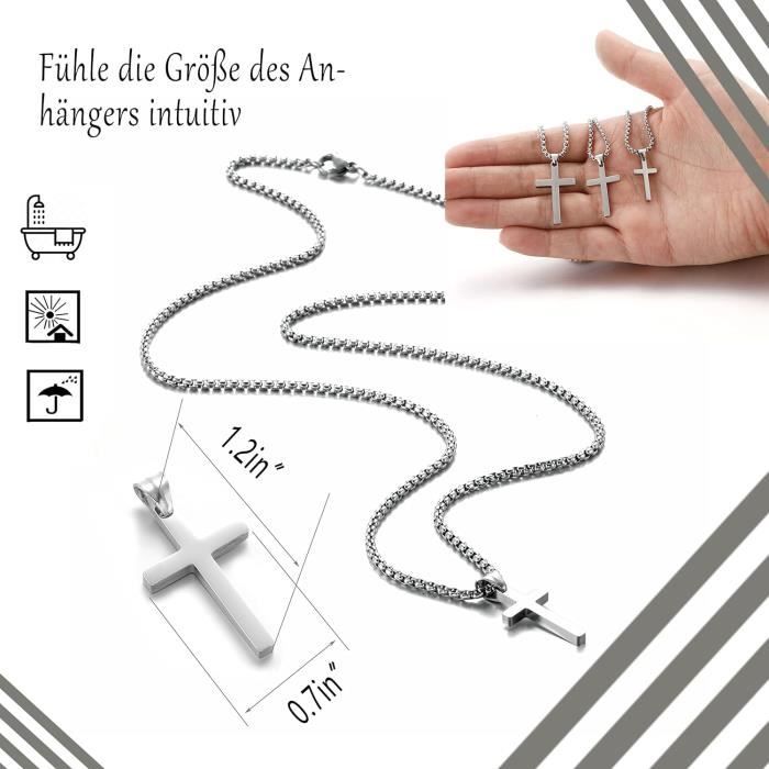 Collier Croix Ailes D'ange En Acier Inoxydable Avec CZ - Unisexe, Style Gothique