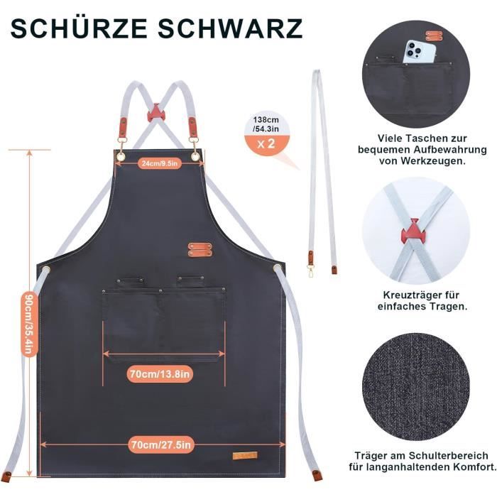 Sienzo Tabliers de Cuisine,Réglable Tablier Barbecue avec Poches