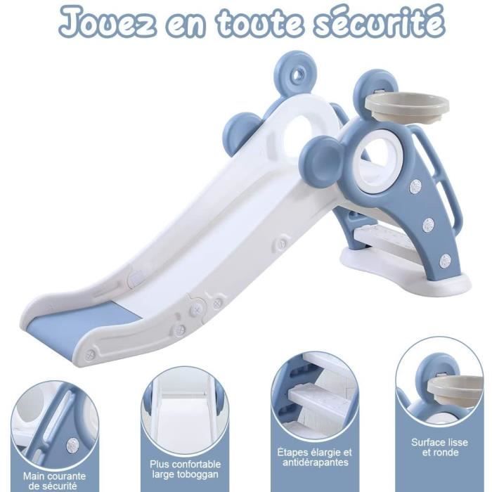 Toboggan Enfant Pliable - 120x50x56 Cm, HDPE Bleu, Intérieur/extérieur, Pour 3 à 6 Ans