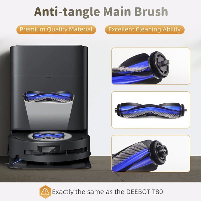 T80 Accessoires De Rechange Compatibles Avec ECOVACS DEEBOT T80 OMNI Robot Aspirateur, 1 Brosse Principale, 4 Filtres, 4 Brosses Latérales, 2 Rouleaux Nrosse, 4 Sacs à Poussière