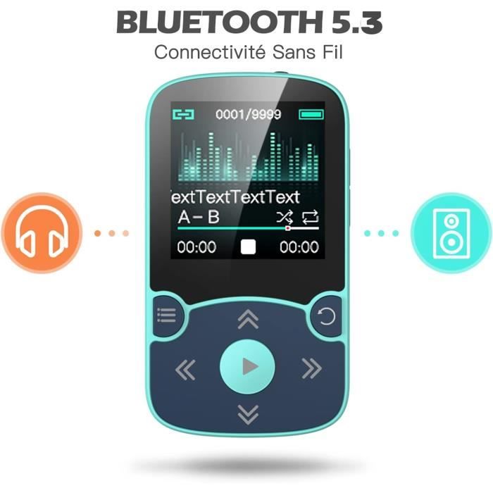 Lecteur MP3 Bluetooth 5.4 AGPTEK 64 Go - Haut-parleur Intégré, Son Hi-Fi, Radio FM, écran Tactile - Baladeur Portable Métal - 8