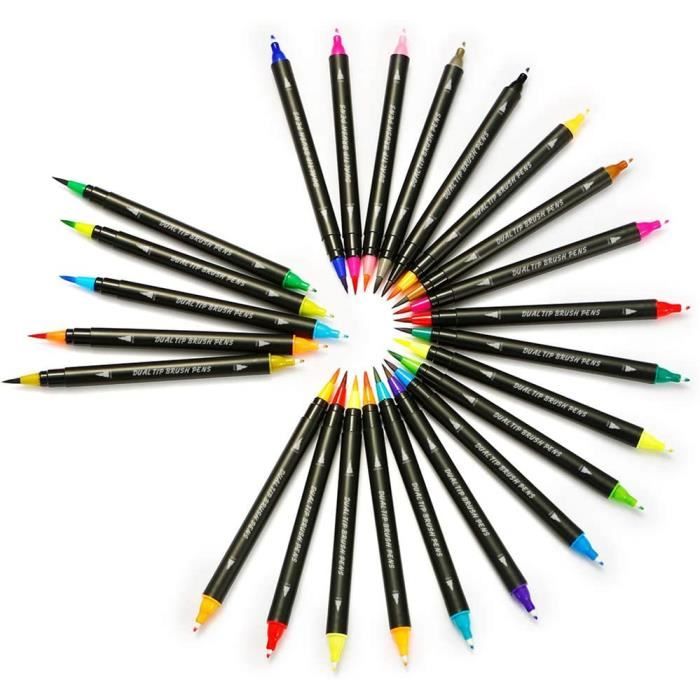 Feutre Coloriage 24 Feutres Coloriage Adulte Enfant Brush Pen Stylo  Aquarelle Pinceaux Marqueur pour Mandala, Bullet Journal, De233 - Cdiscount  Beaux-Arts et Loisirs créatifs