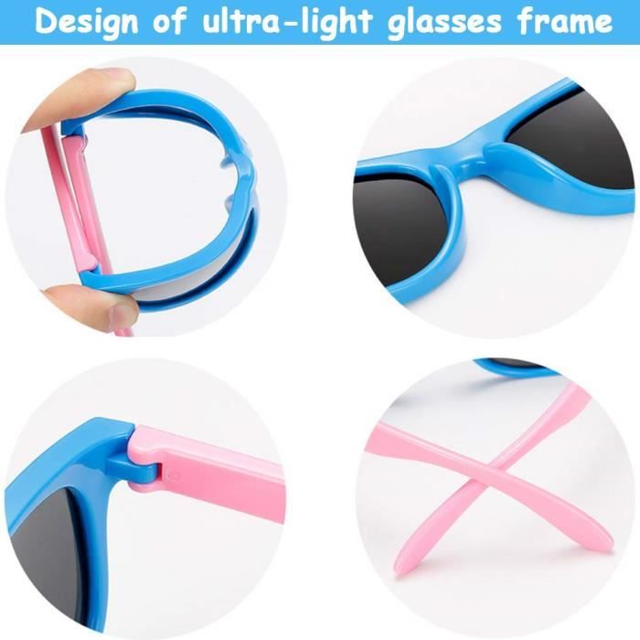 Lunettes De Soleil Polarisées Enfant Sport UV400 - Ultra Légères Et Flexibles Avec Sangle Antidérapante + Étui Mignon - Garçons & Filles 3-12 Ans