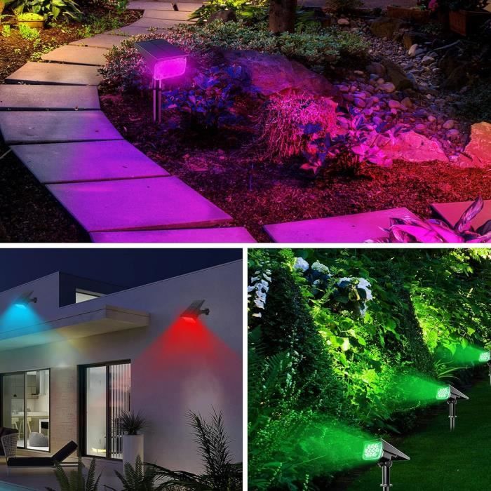 Spot Solaire Extérieur Lot De 6 - IP65, 3 Températures Couleur, Lentilles Optiques - Pour Jardin Allée Mur