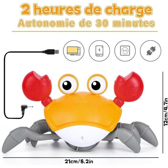 Crabe Qui Marche Bébé - Jouet Bebe 1 2 Ans avec Lumière LED et Musique  Jouets Musicaux Evite Automatiquement Les Obstacles - Cdiscount Jeux -  Jouets