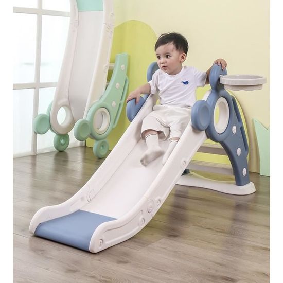 HOMCOM Toboggan pour Enfants de 3 à 6 ans Pliable Portable Intérieur Extérieur 120 x 50 x 56 cm Bleu