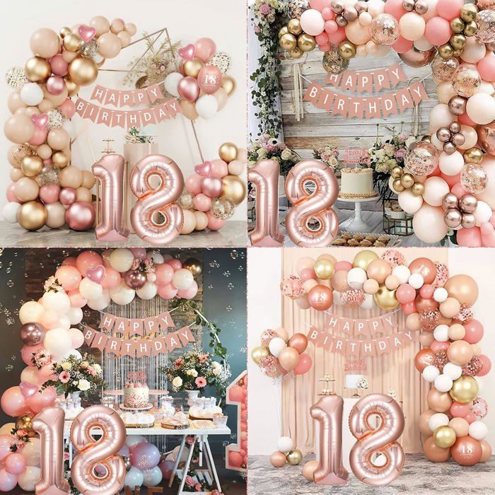 Ballons 18E Anniversaire Fille Set Décoration Gâteau 18E Anniversaire Ballons 18E Anniversaire Fille Set Décoration Gâteau 18E Anniversaire