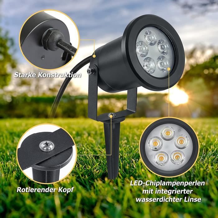 TJS-3W LED Éclairage pour Chemins Blanc Chaud Lumière de Jardin avec Piquet  de Terre Projecteur de Pelouse Étanche IP65 Lampe [1432]