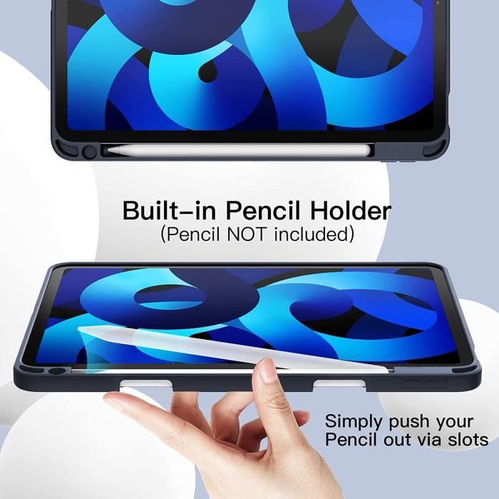 Coque pour iPad 10,2 Pouces Modèle 2021/2020/2019 (9ème/8ème/7ème Génération)  avec Porte-Stylet, Étui Housse Mince Tablette avec Dos en TPU Souple,  Réveil/Veille Automatique (Noir)