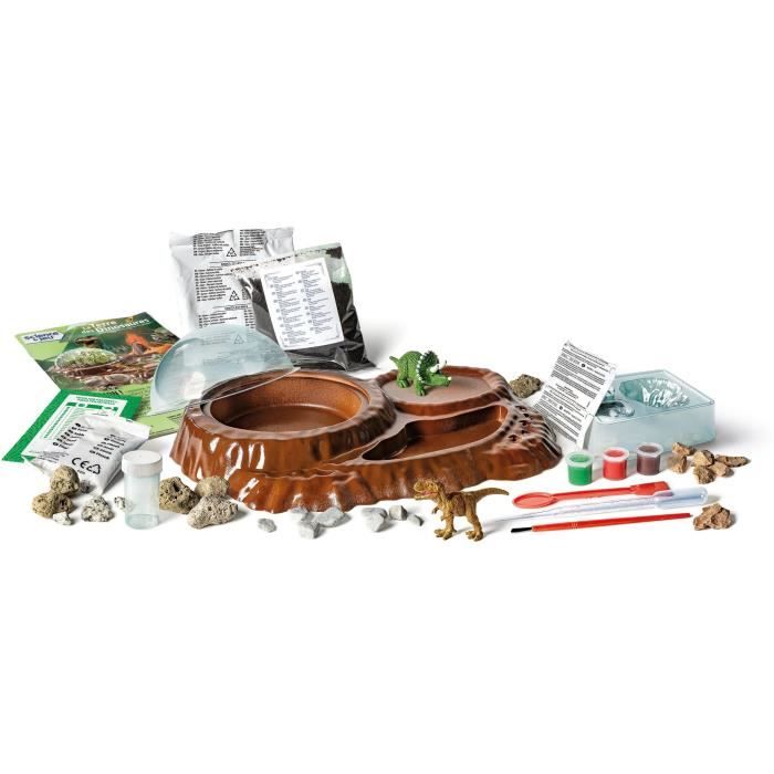 Clementoni – La Terre Des Dinosaures – Coffret Terrarium Jurassique – 8 Ans+ – Expériences, Fossiles, Volcan, Figurines T-Rex