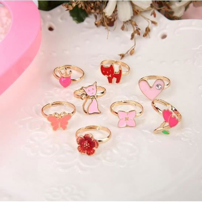 FENQURO 36 Bagues Réglables Pour Filles - Licornes, Princesses, Avec Boîte Cœur, Jouet Déguisement