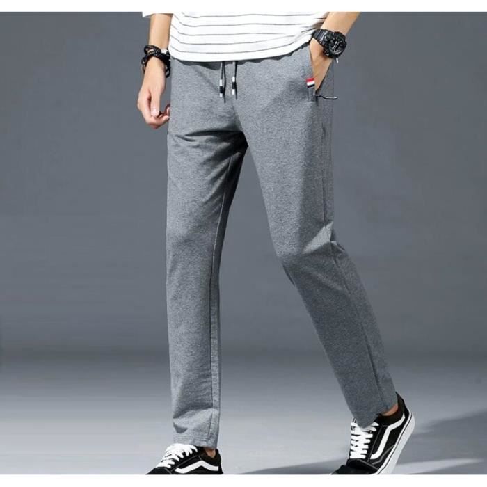 Pantalons Homme, Pantalon jogging en molleton gris clair