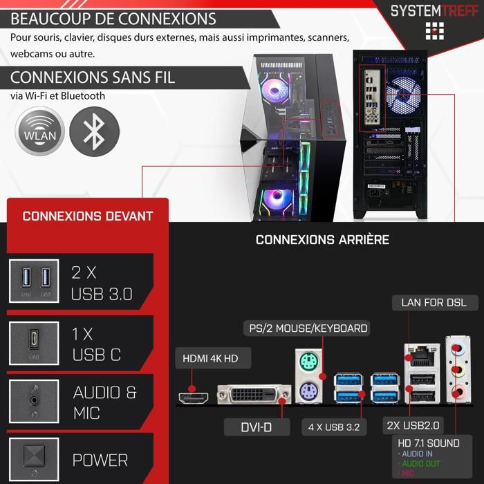 PC Gamer AMD Ryzen 5 4500 Nvidia Geforce GTX 1650 4 Go 16Go RAM 512Go M.2 NVMe WiFi Windows 11 Cdiscount Informatique