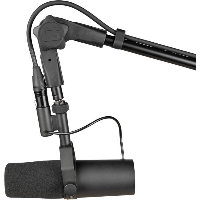 Support De Microphone à Profil Bas QWORK - Bras Métallique, Rotation 360°, Fixation 3,2-6 Cm - Pour Streaming, Podcast - 10