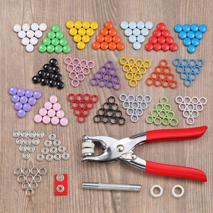 Kit De 200 Boutons-pression Creux En Métal Avec Pince à Main