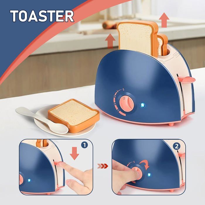 Kit Cuisine Enfant avec cafetiere Enfant, Machine à Pain, Tablier