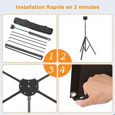 Écran De Projection Sur Trépied 200x200 Cm - Format 1:1 - Compatible 4K/3D - Gain 1.2 - Pour Home Cinéma, Présentations, événements
