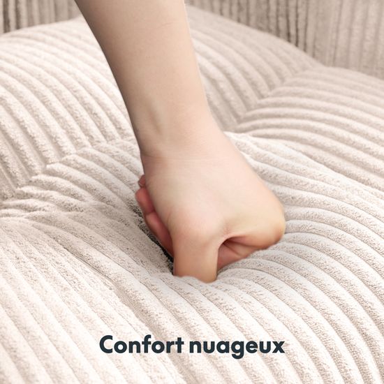 Siège Relaxation Salon Fauteuil à Bascule LONELYO En Tissu Teddy Beige - Dossier Carré Style Scandinave Chaise Berçante Salon Confort