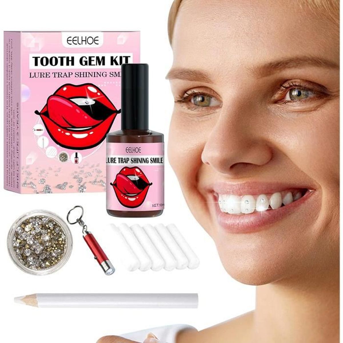 Kit Strass Dentaire 10 Pièces – Pierres Acryliques Brillantes Pour Ongles Et Dents, Décoration DIY Sans Colle Incluse - 5
