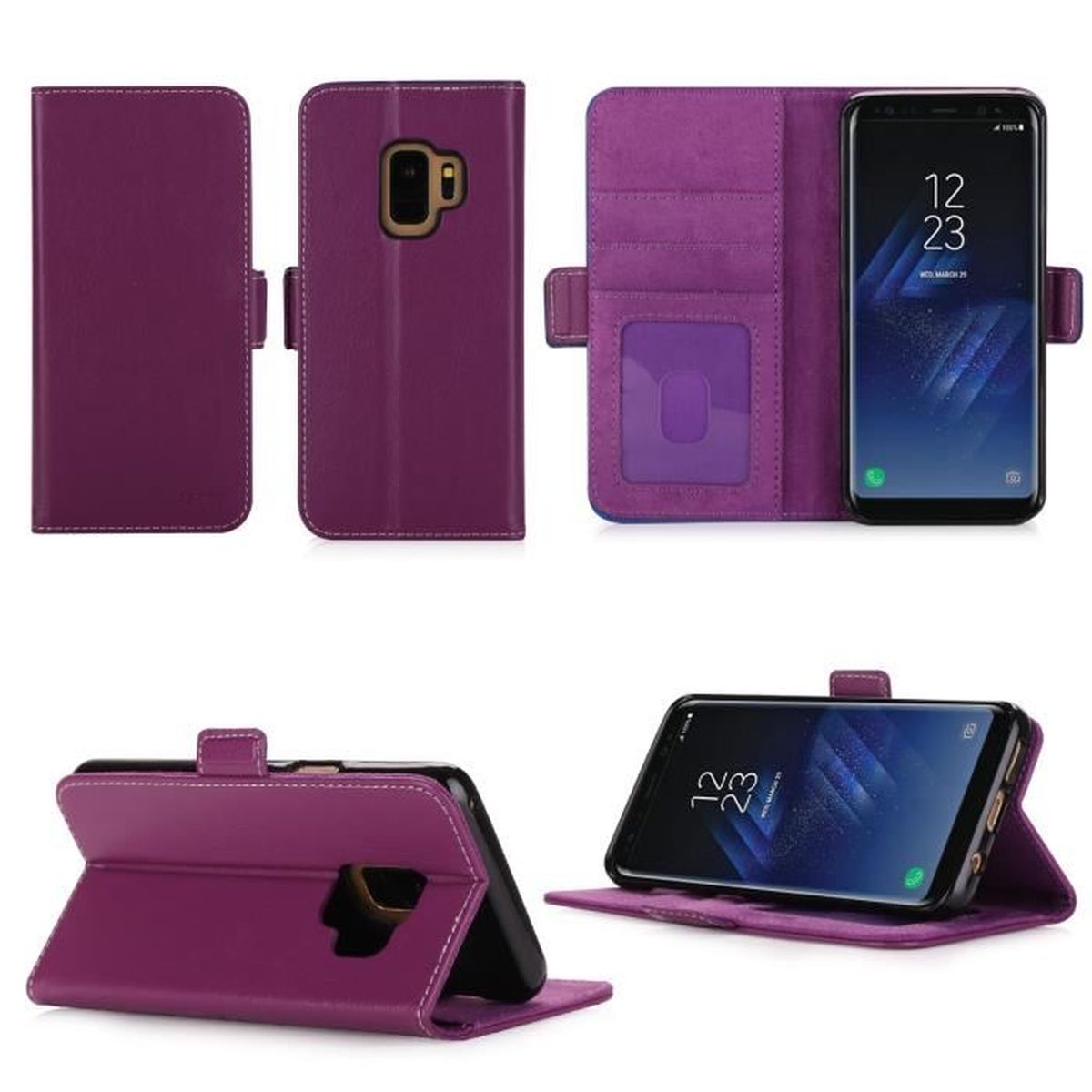 Etui coque Portefeuille Samsung Galaxy S9 violet - Housse pochette