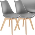 Chaises de salle à manger - TECTAKE - Lot de 2 fauteuils repas FRÉDÉRIQUE style scandinave forme ergonomique - Gris