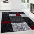 TAPISWORLD Tapis de salon moderne design à carreaux avec découpe de contour, tapis à poils courts, Rouge Tapis 200 x 290 cm