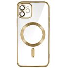 Coque MagSafe - AVIZAR - iPhone 12 - Silicone Jaune - Contour Chromé - Protection Caméra