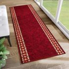 TAPISO Antidérapant Tapis Couloir Passage Descente de Lit Rouge Beige Moucheté Fin 67x800 cm