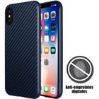 Coque de protection - YIOU - pour iPhone XS Max - Silicone - Antichoc - Motif Fibre de Carbone Bleu Marine