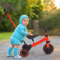 Tricycle pour enfant 3 en 1 avec barre de poussée - GOL - Rouge - Capacité 20kg - Siège réglable