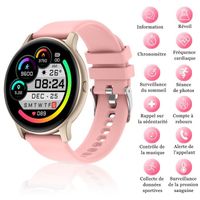 Montre Connectée Femme - Bluetooth Smartwatch Moniteur Fréquence Cardiaque Sommeil Montre Intelligente Fitness - Rose