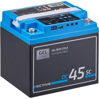 Batterie Décharge Lente ECTIVE EDC45SC Deep Cycle 12V 45Ah Gel Solaire avec PWM-Chargeur et Ecran LCD