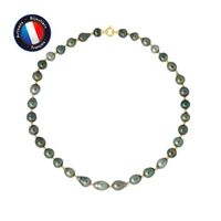 PERLINEA - Collier Perle de Culture de Tahiti A+ - Cerclé 7 -8 mm - Or Jaune - Bijoux Femme