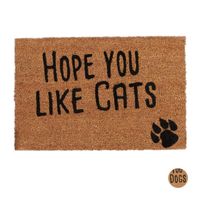 Relaxdays Paillasson fibre de coco Hope You Like Dogs Cats 40x60 cm tapis d’entrée extérieur antidérapant PVC, nature -