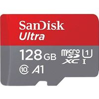 SanDisk Carte Mémoire microSDXC Ultra 128 Go + Adaptateur SD. Vitesse de Lecture Allant jusqu'à 120MB/S, Classe 10, U1, homologuée