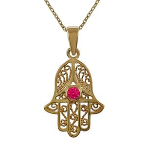 Boucles D'oreilles Pendantes Main De Fatma (Hamsa) - Plaqué Or Jaune 585/1000 (14k) - Neuf Avec étiquettes