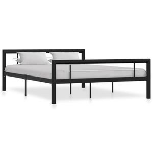 STRUCTURE DE LIT Cadre de lit en métal noir et blanc 160 x 200 cm - LAY